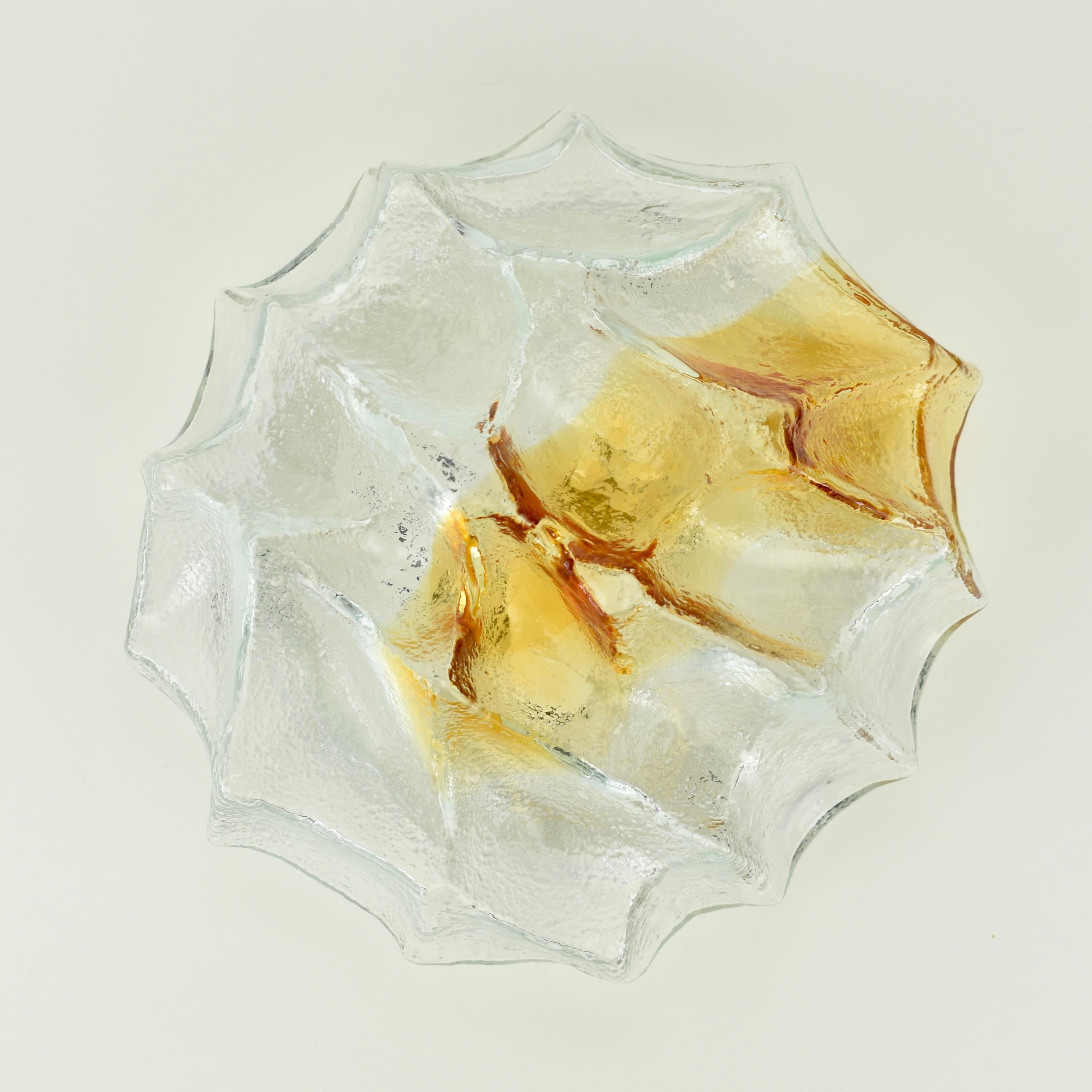 Late 20th Century 1970s Mazzega Murano Brutalist Flush Mount For Sale