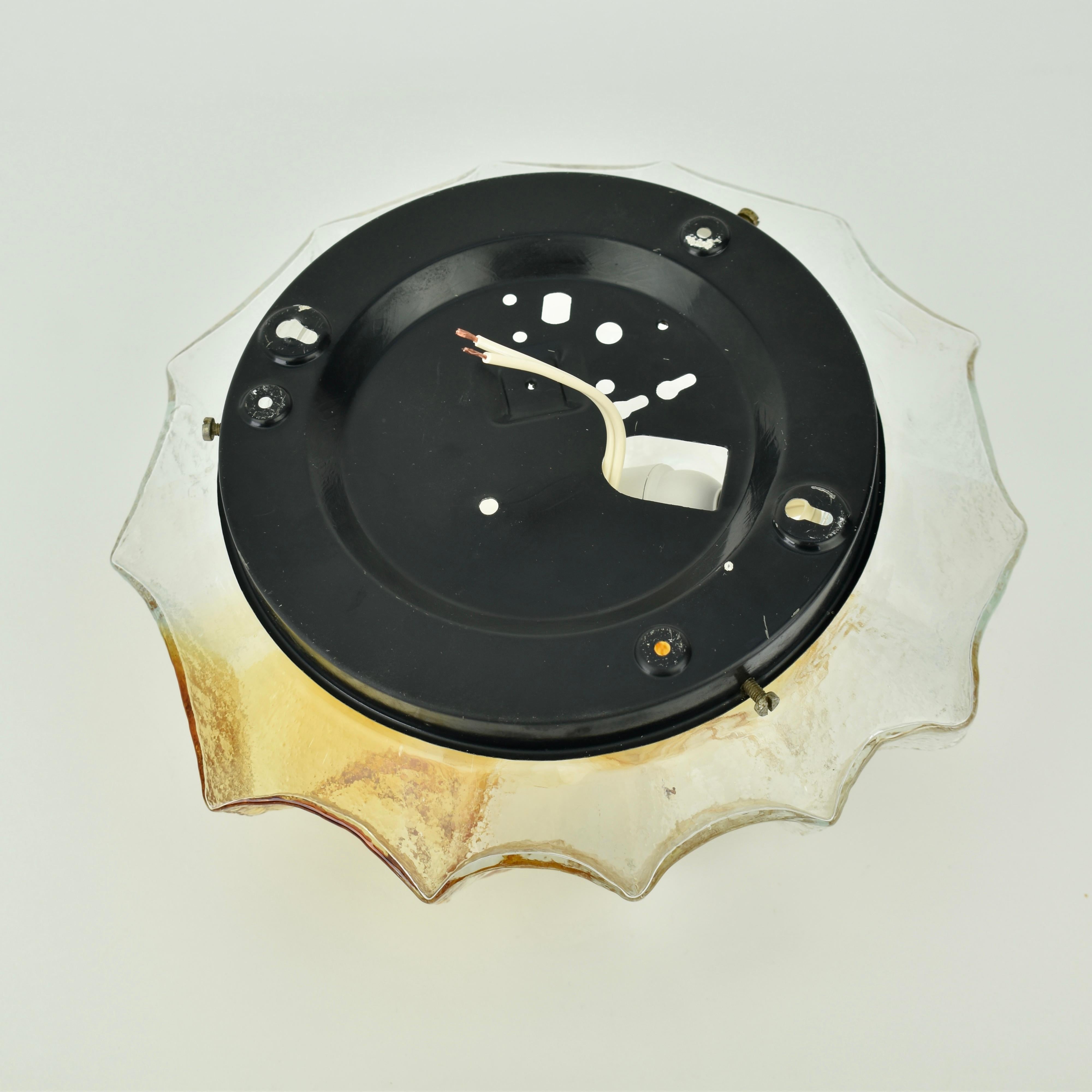 1970s Mazzega Murano Brutalist Flush Mount For Sale 1
