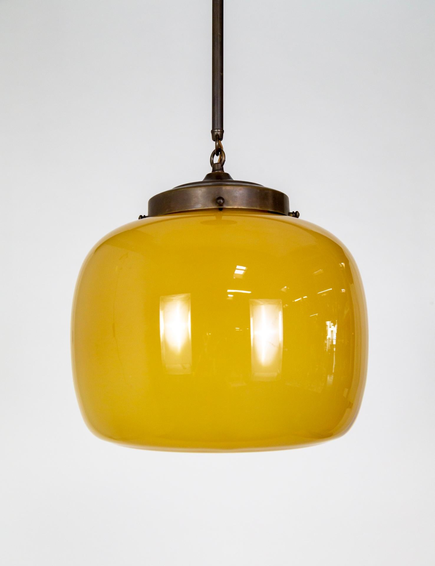 1970s Mazzega Murano Butterscotch Glass Pendant Light For Sale 3