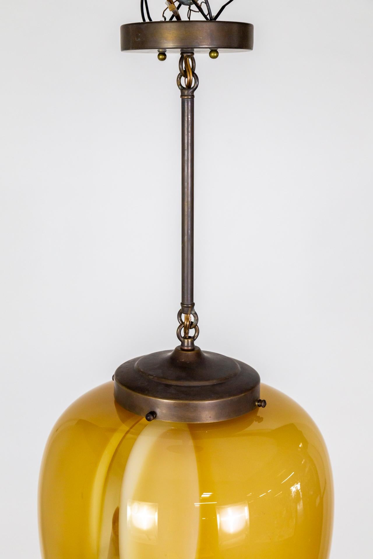 1970s Mazzega Murano Butterscotch Glass Pendant Light For Sale 4