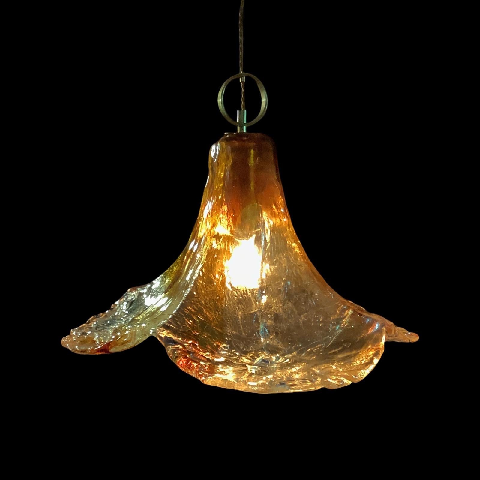 1970's Mazzega Murano Glass Pendant Light For Sale 4