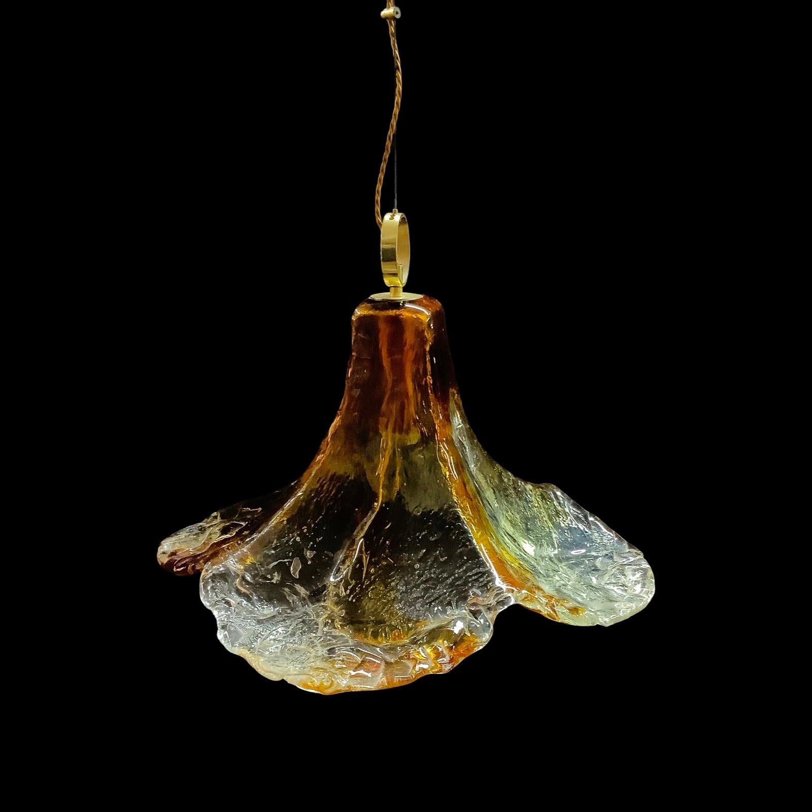 1970's Mazzega Murano Glass Pendant Light For Sale 3