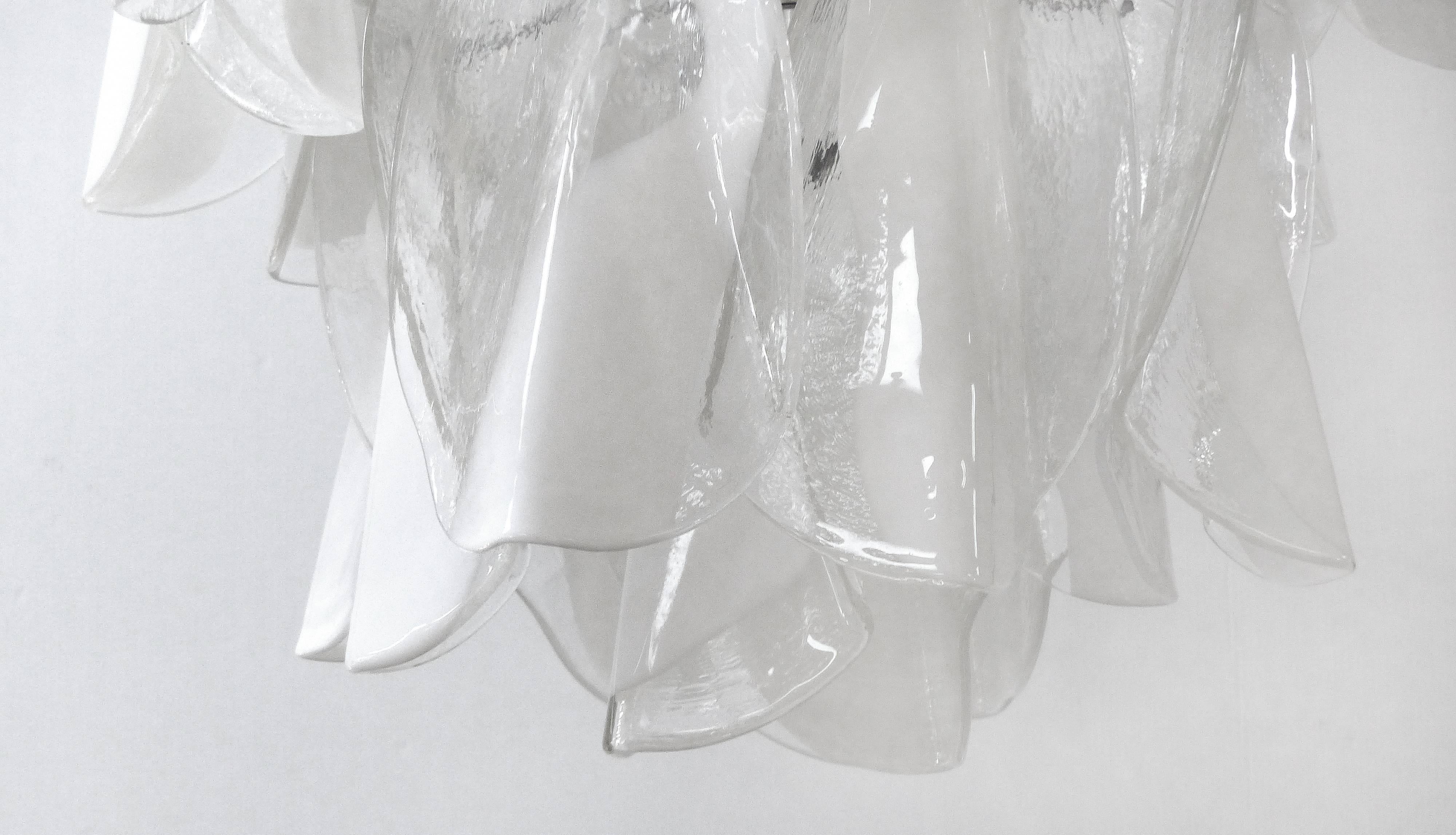 Late 20th Century 1970s Mazzega Murano Glass Petals Chandelier in White