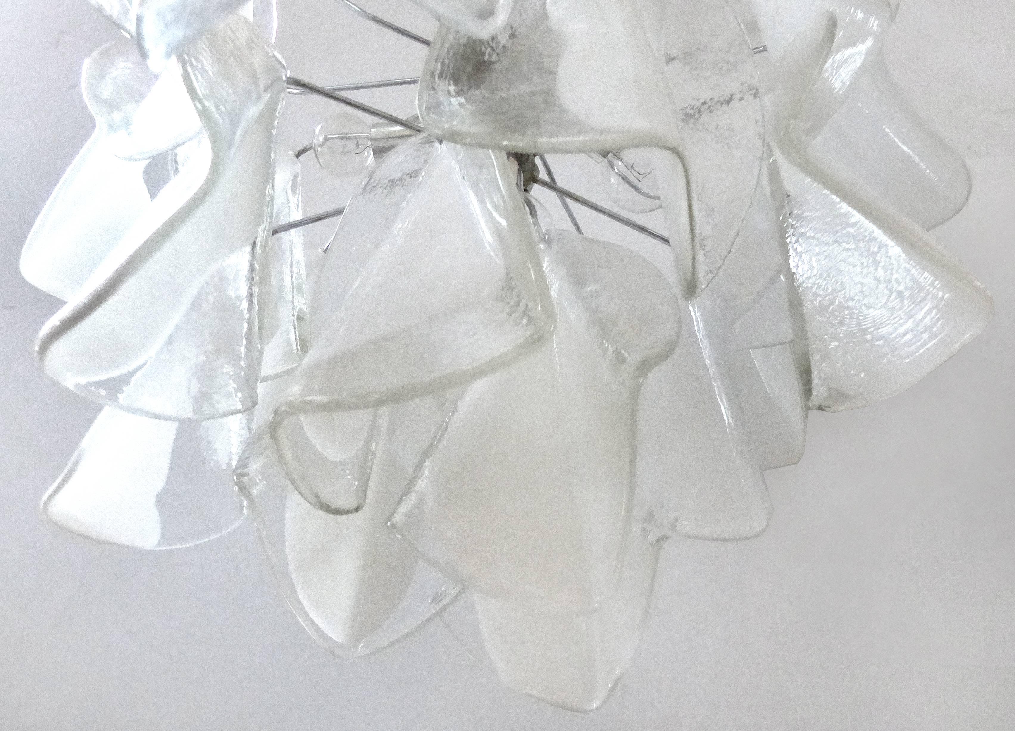 Metal 1970s Mazzega Murano Glass Petals Chandelier in White