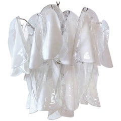 1970s Mazzega Murano Glass Petals Chandelier in White