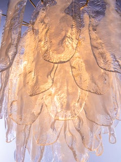 Murano Petals 19" Chandelier Glass & Gold Plated Brass by Mazzega, Italy 1970s
