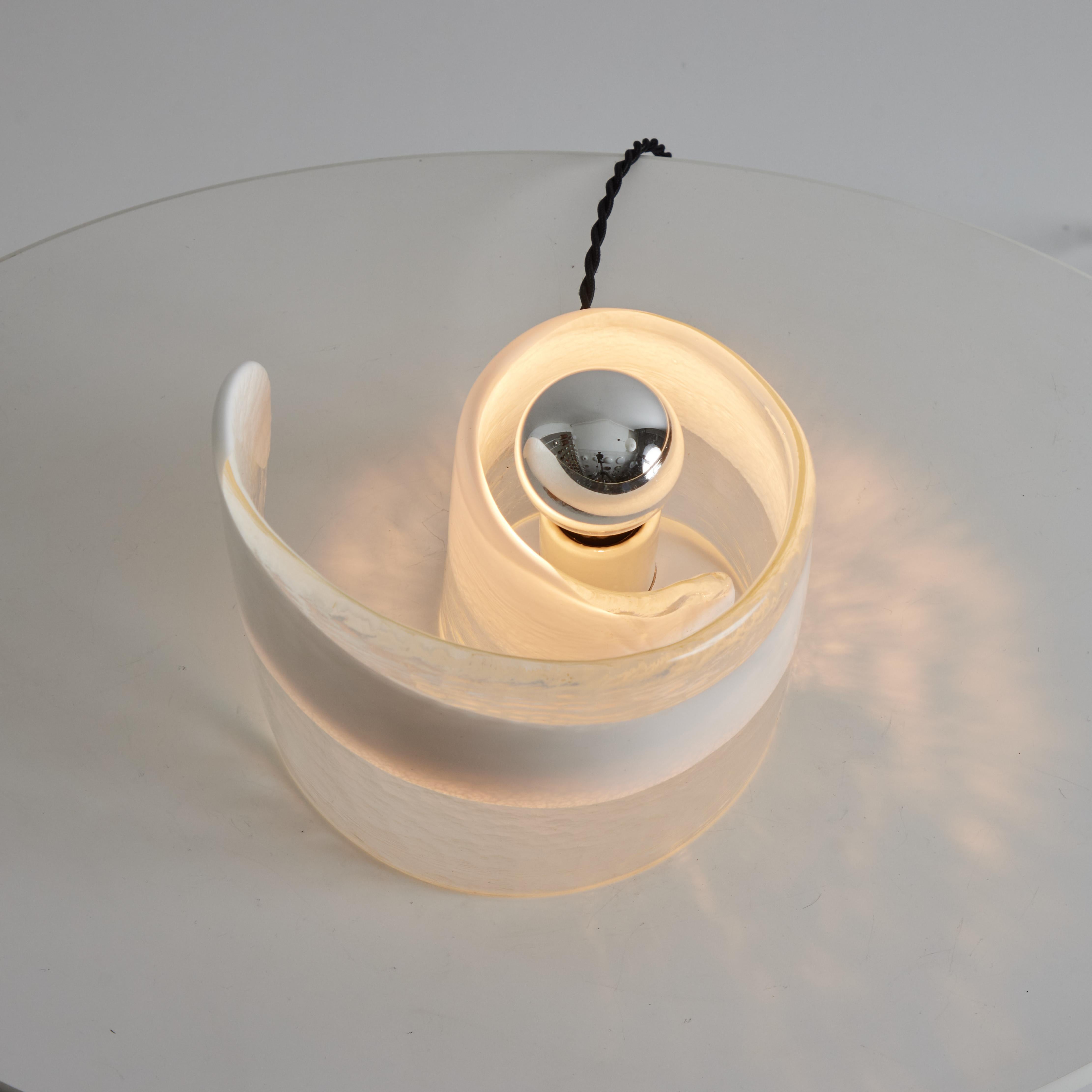 Italian 1970s Mazzega Murano Glass Swirl Table Lamp