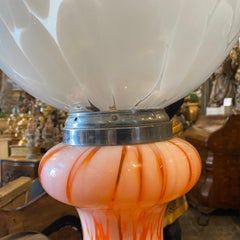 1970s Mazzega Space Age Orange and White Murano Glass Table Lamp