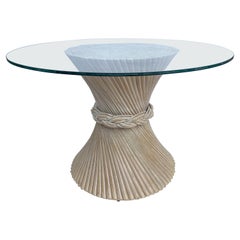 1970s McGuire Cerused Reeded Bamboo Wheat Sheaf Form Table