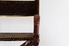 1970s McGuire Director’s X-Chair in Geometric Velvet Jacquard