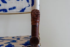 1970s McGuire Director’s X-Chair in Textured Off-White and Colbalt