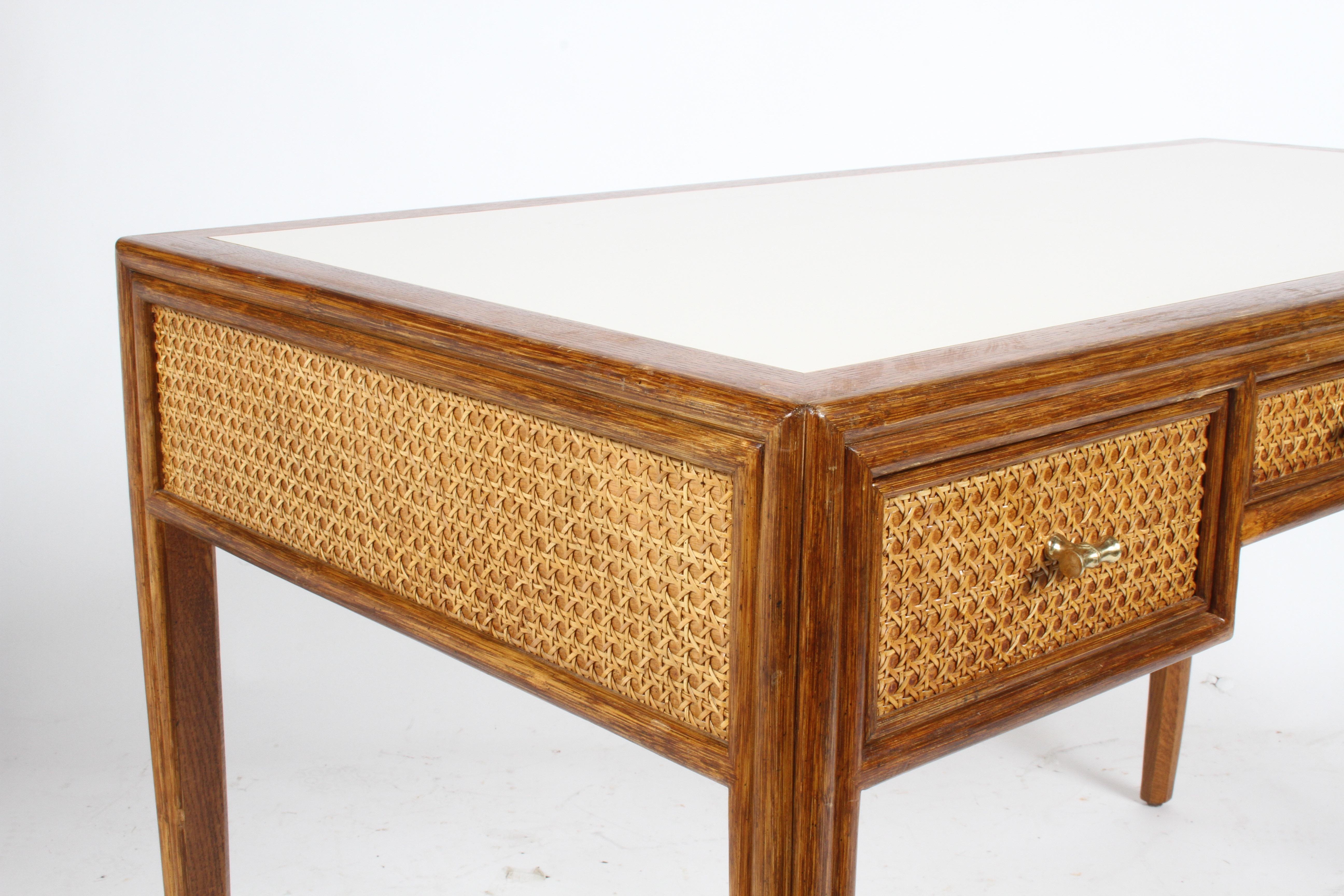 1970s McGuire Furniture Rattan and Caned Desk 4