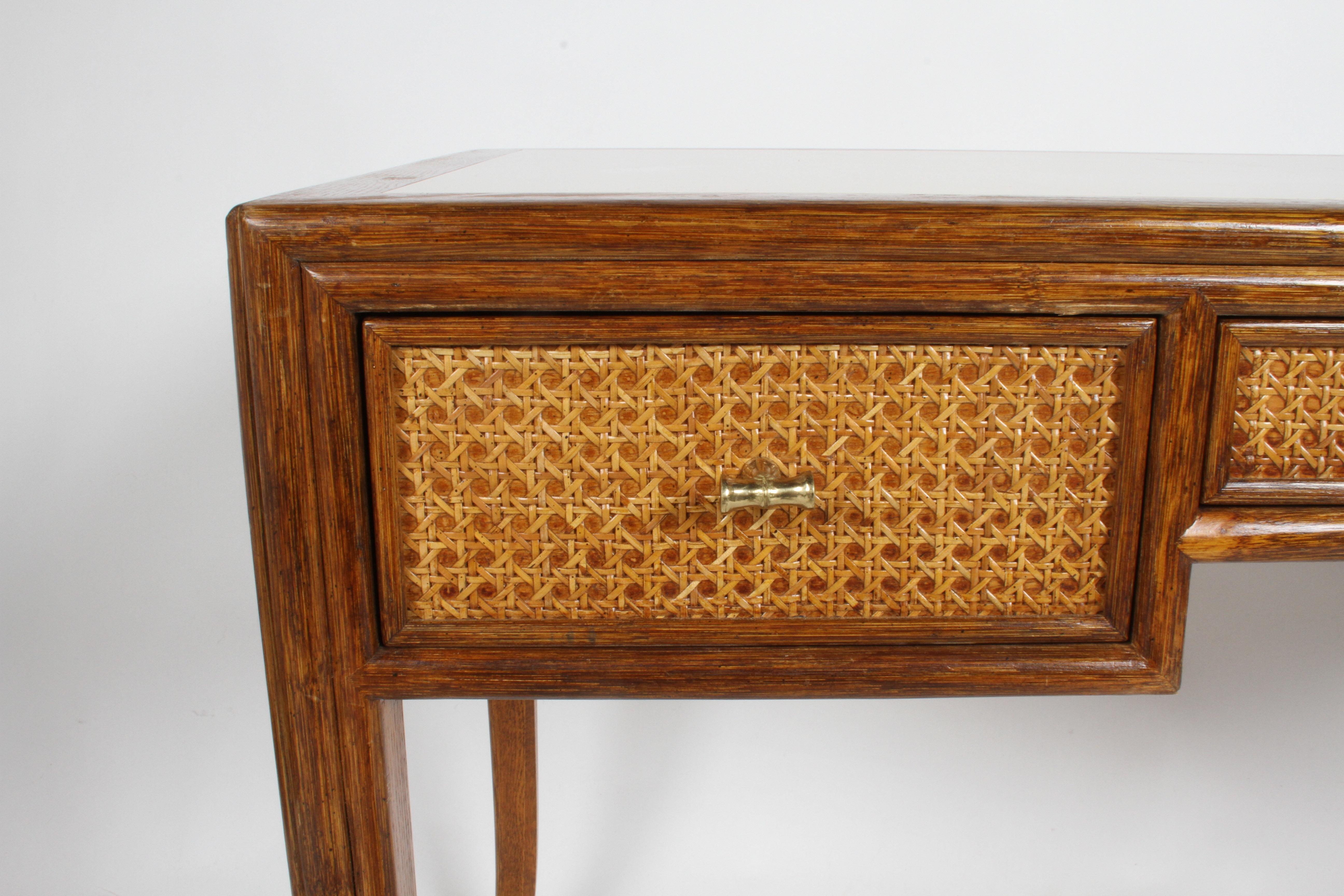 1970s McGuire Furniture Rattan and Caned Desk 5