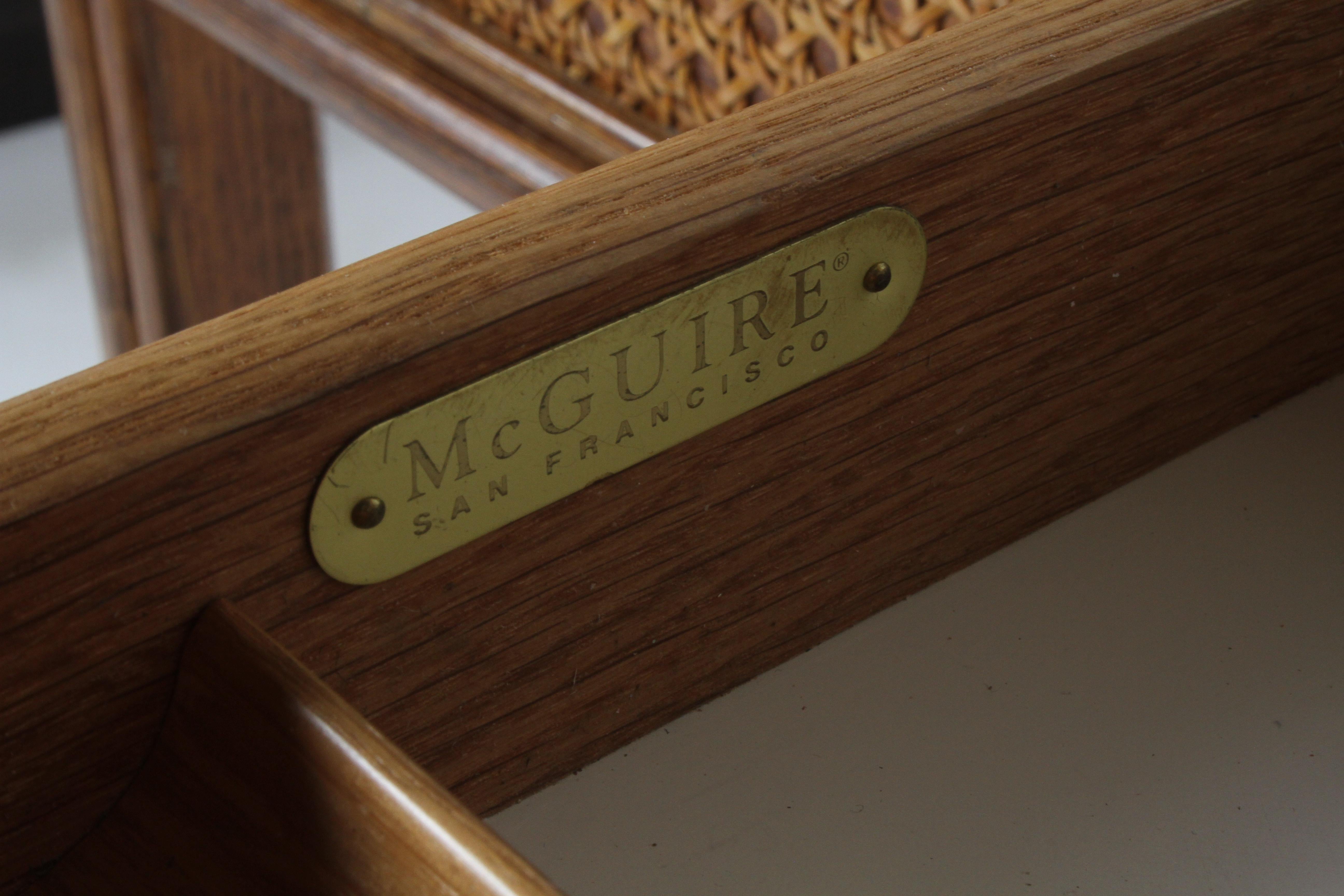Hollywood Regency 1970s McGuire Furniture Rattan and Caned Desk