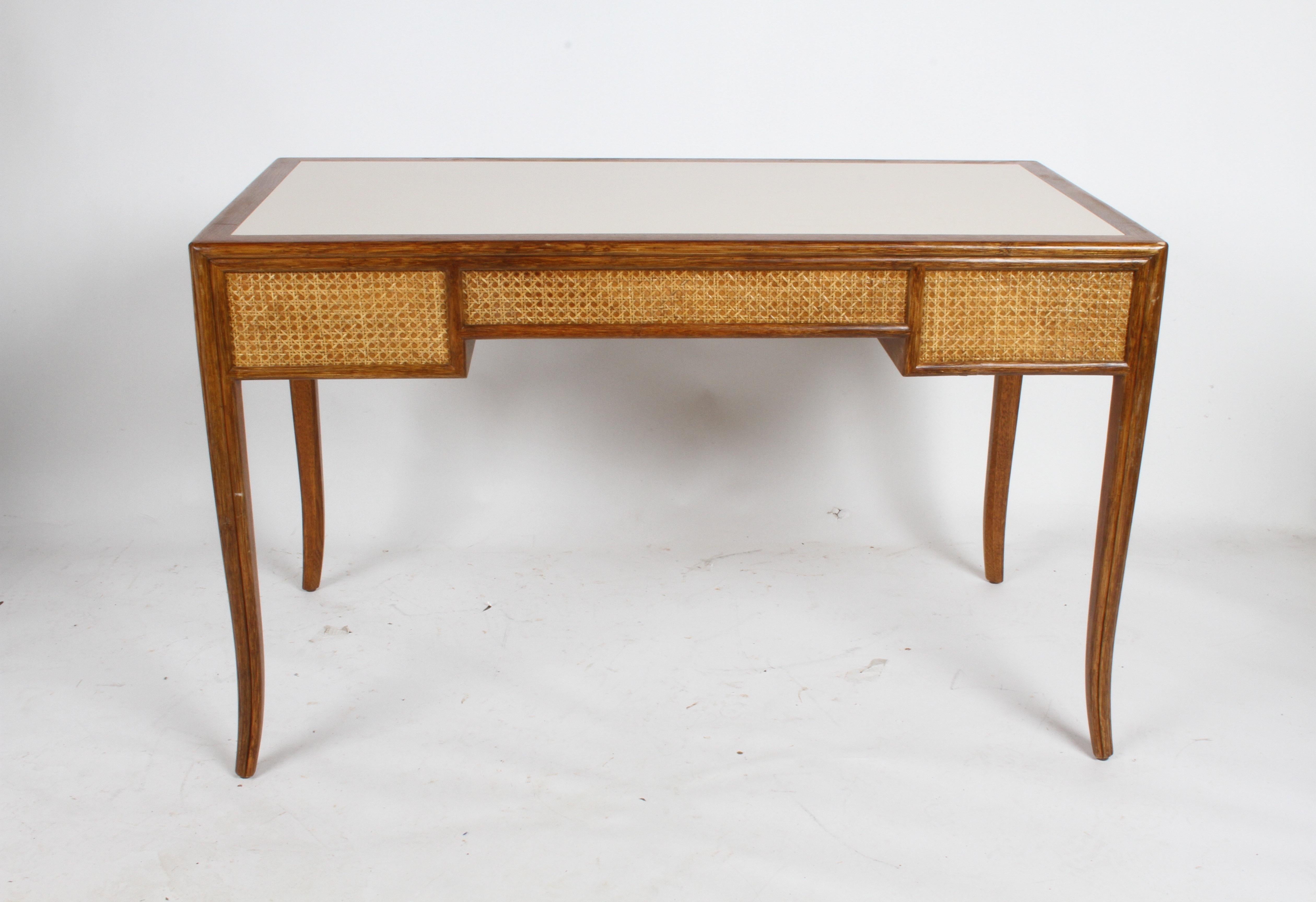 American 1970s McGuire Furniture Rattan and Caned Desk