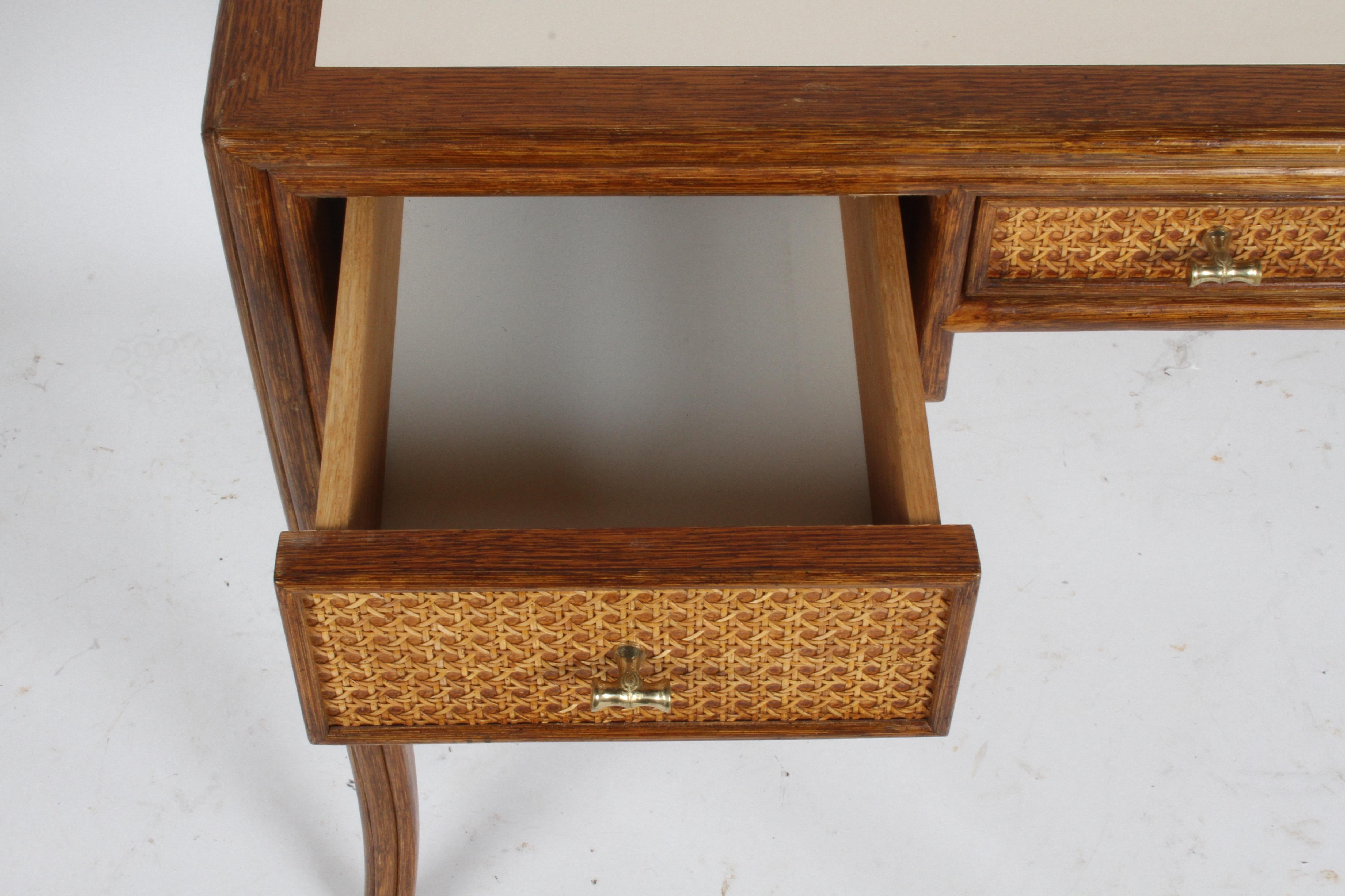 1970s McGuire Furniture Rattan and Caned Desk In Good Condition In St. Louis, MO