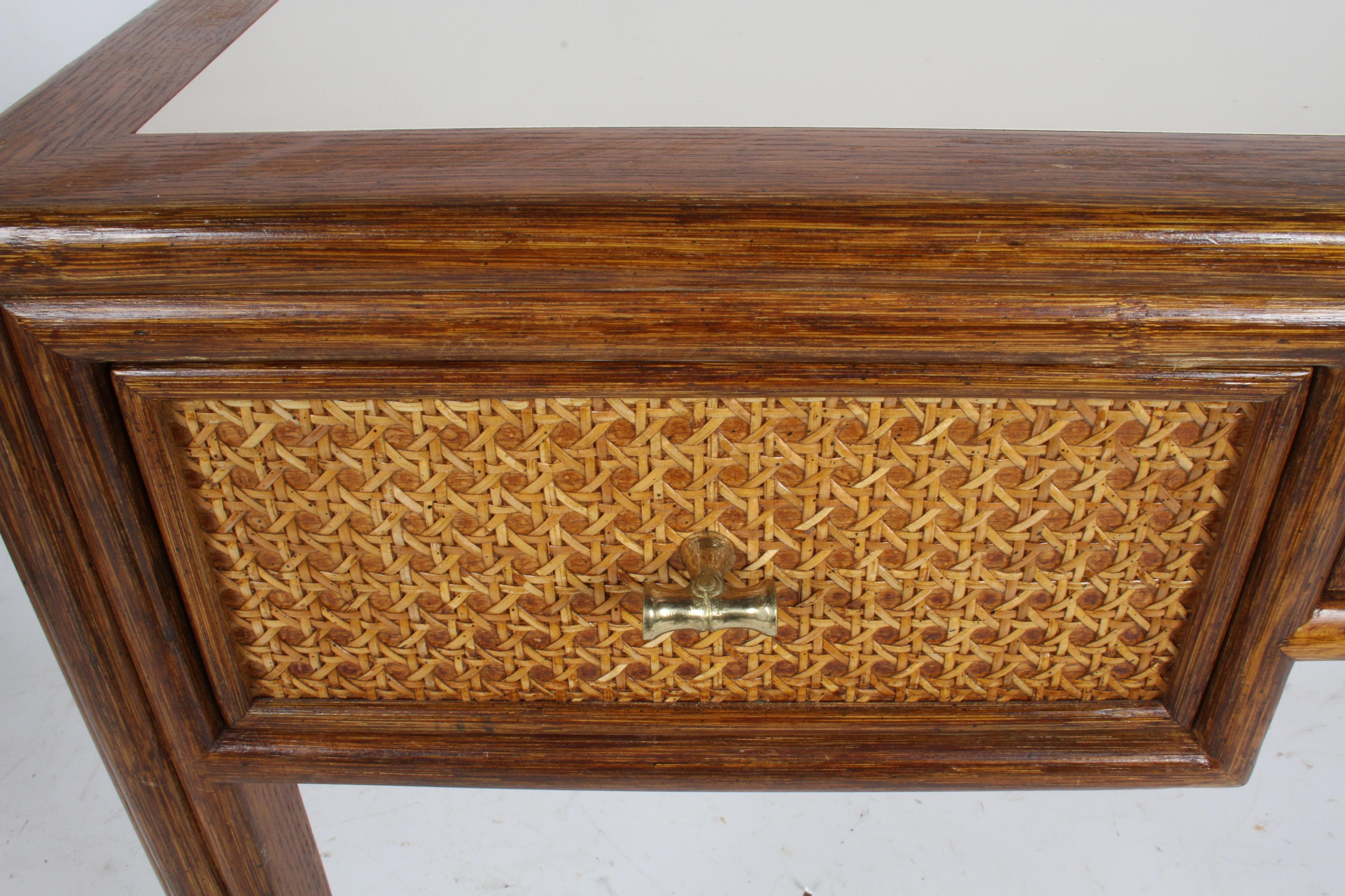 Late 20th Century 1970s McGuire Furniture Rattan and Caned Desk