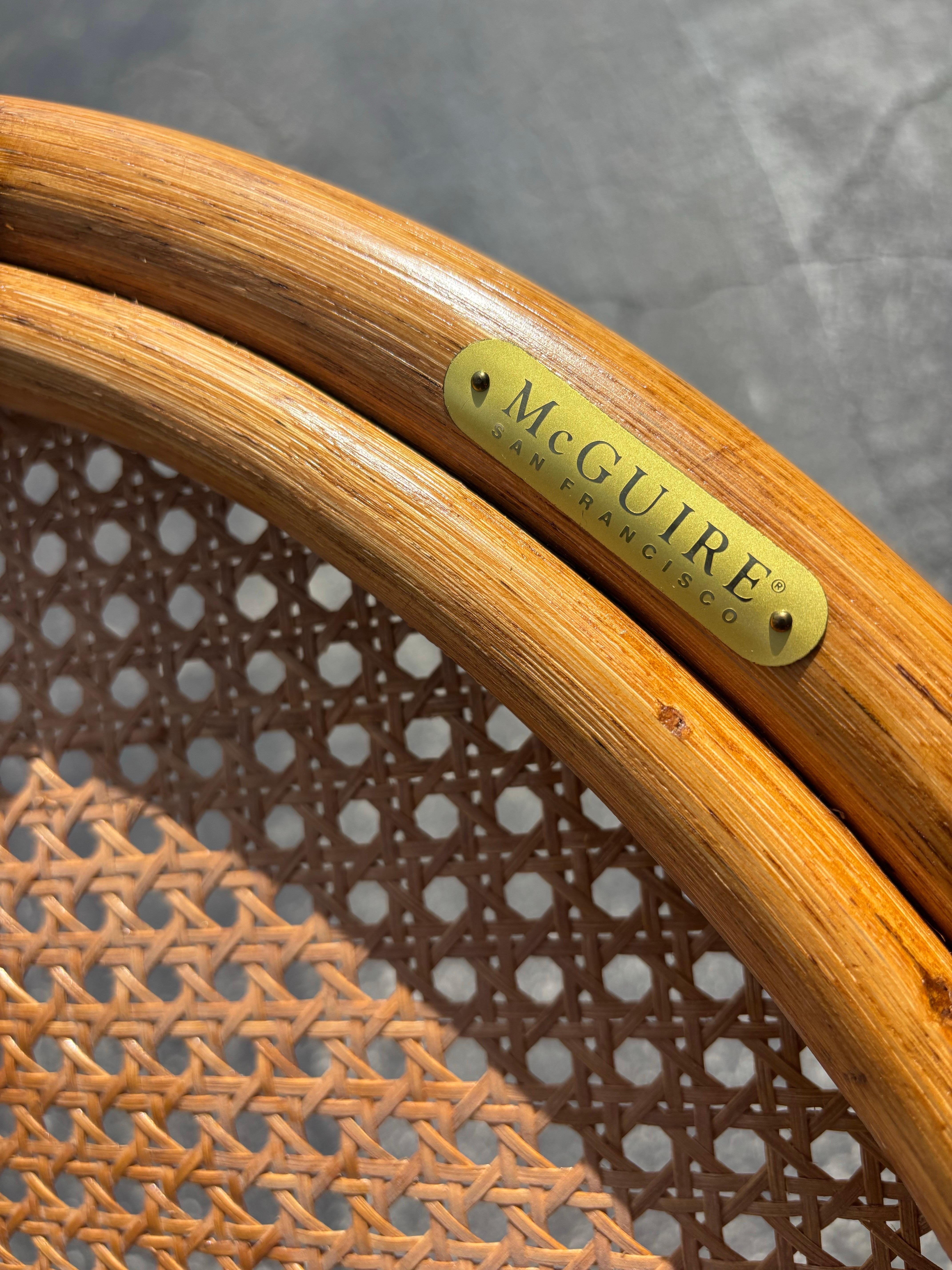 1970s McGuire Organic Round Rattan Occasional Table For Sale 1