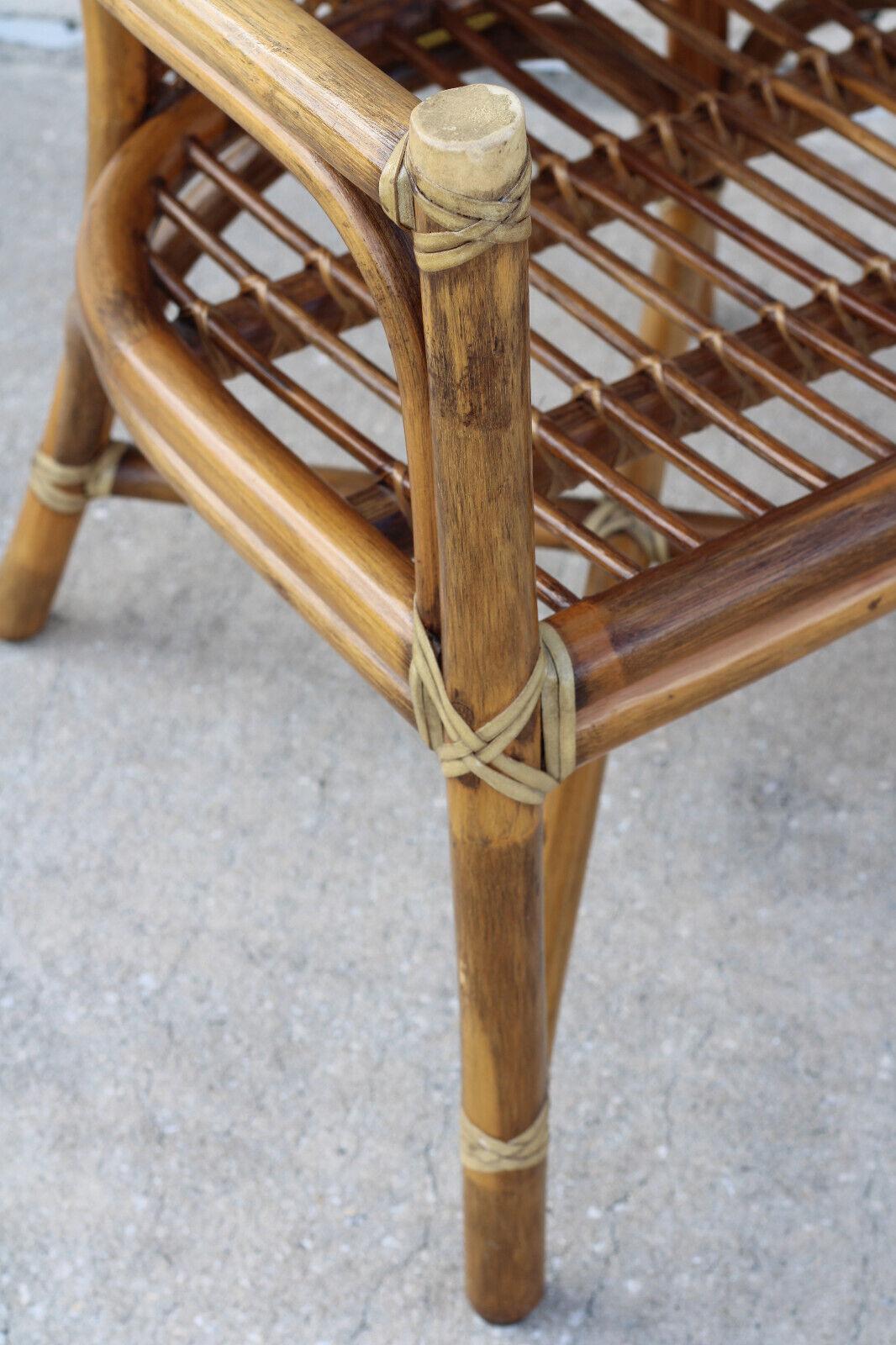 1970s McGuire San Francisco Rattan Cane Back Dining Arm Chairs, a Pair For Sale 3