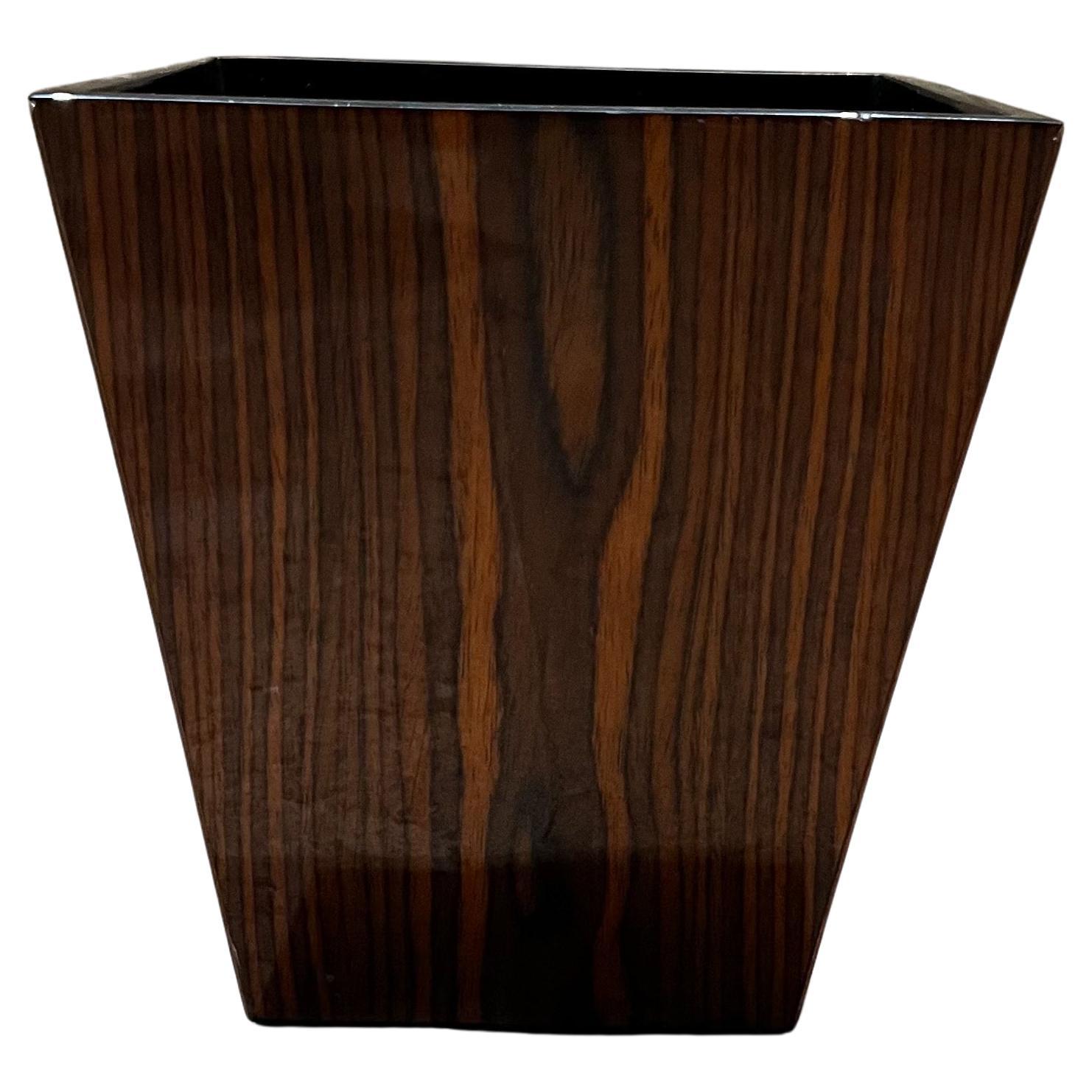 1970s MCM Walnut Wood Planter Box Jardiniere or Trashcan Basket