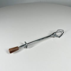 1970s Mechanical Ice Sugar Cube Tongs Stainless Steel and Teak Japan