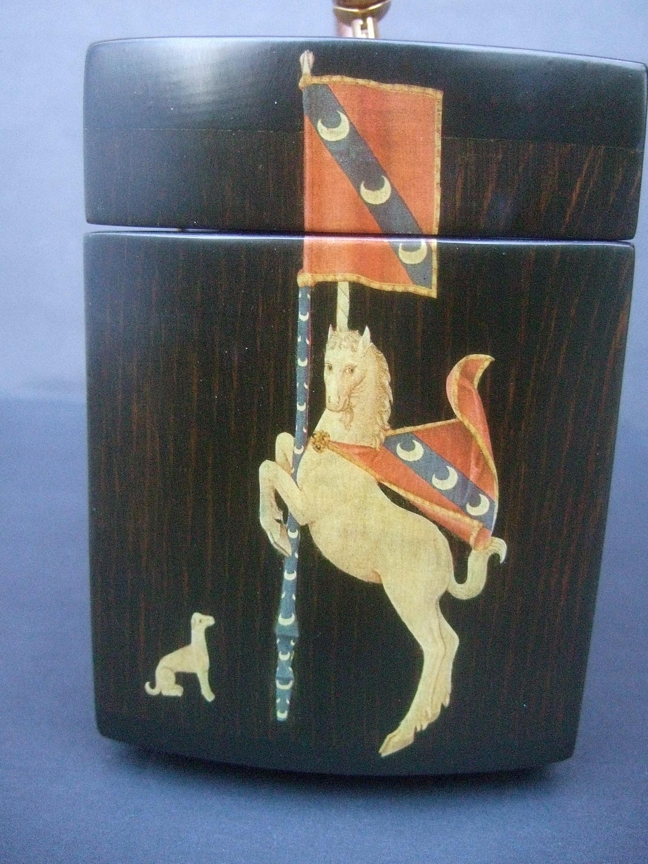 1970s Medieval Style Wood Decoupage Box Purse 2