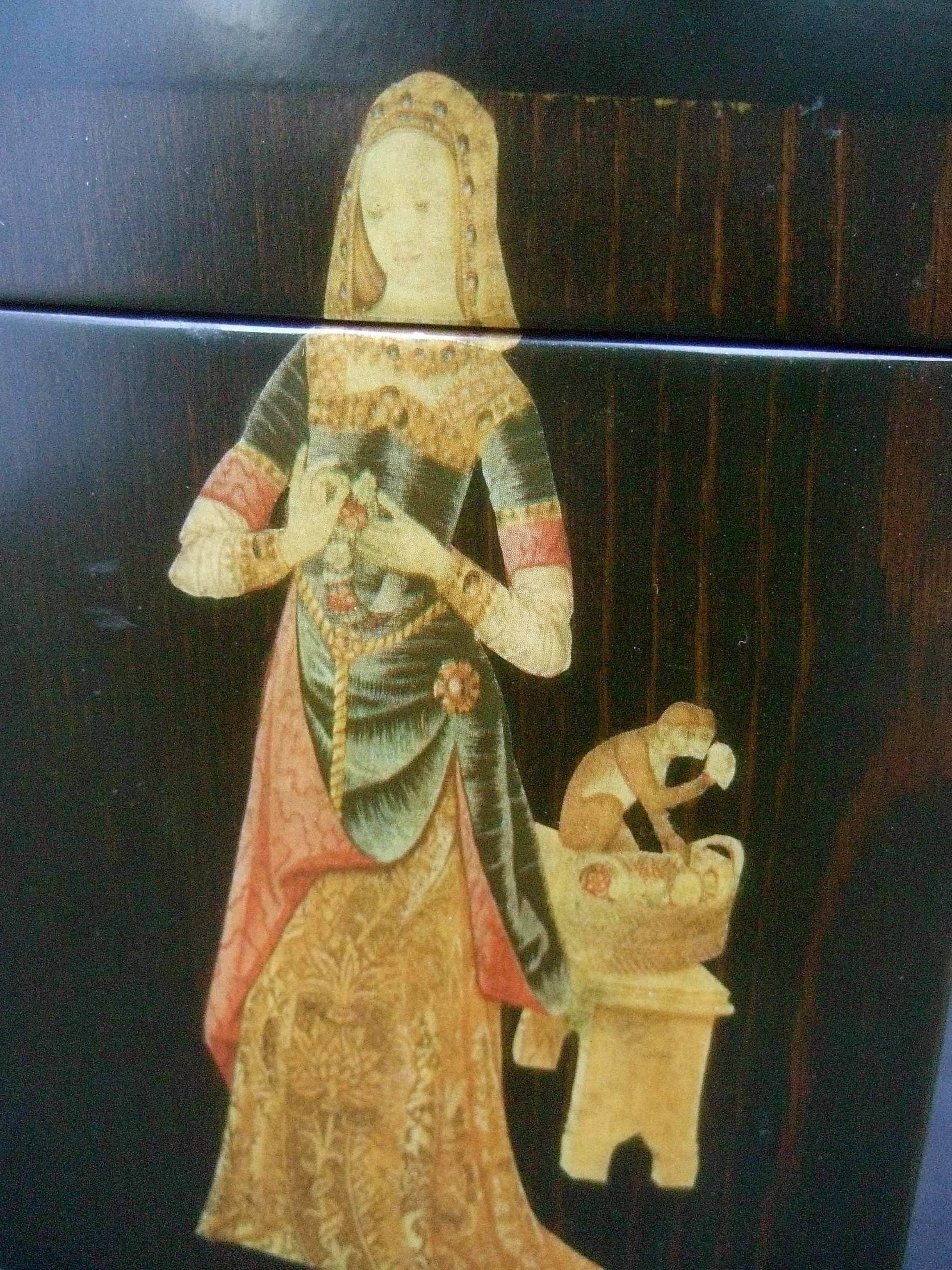 1970s Medieval Style Wood Decoupage Box Purse 5