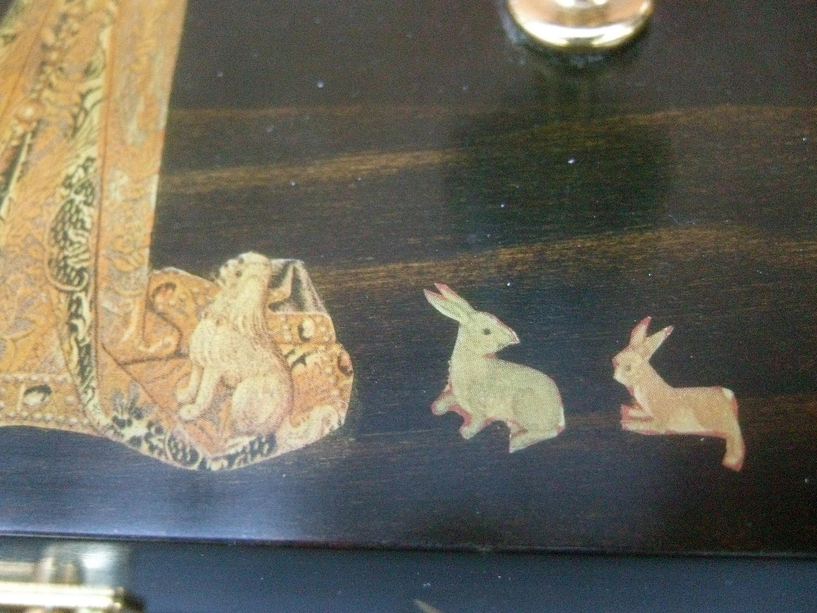 1970s Medieval Style Wood Decoupage Box Purse 9