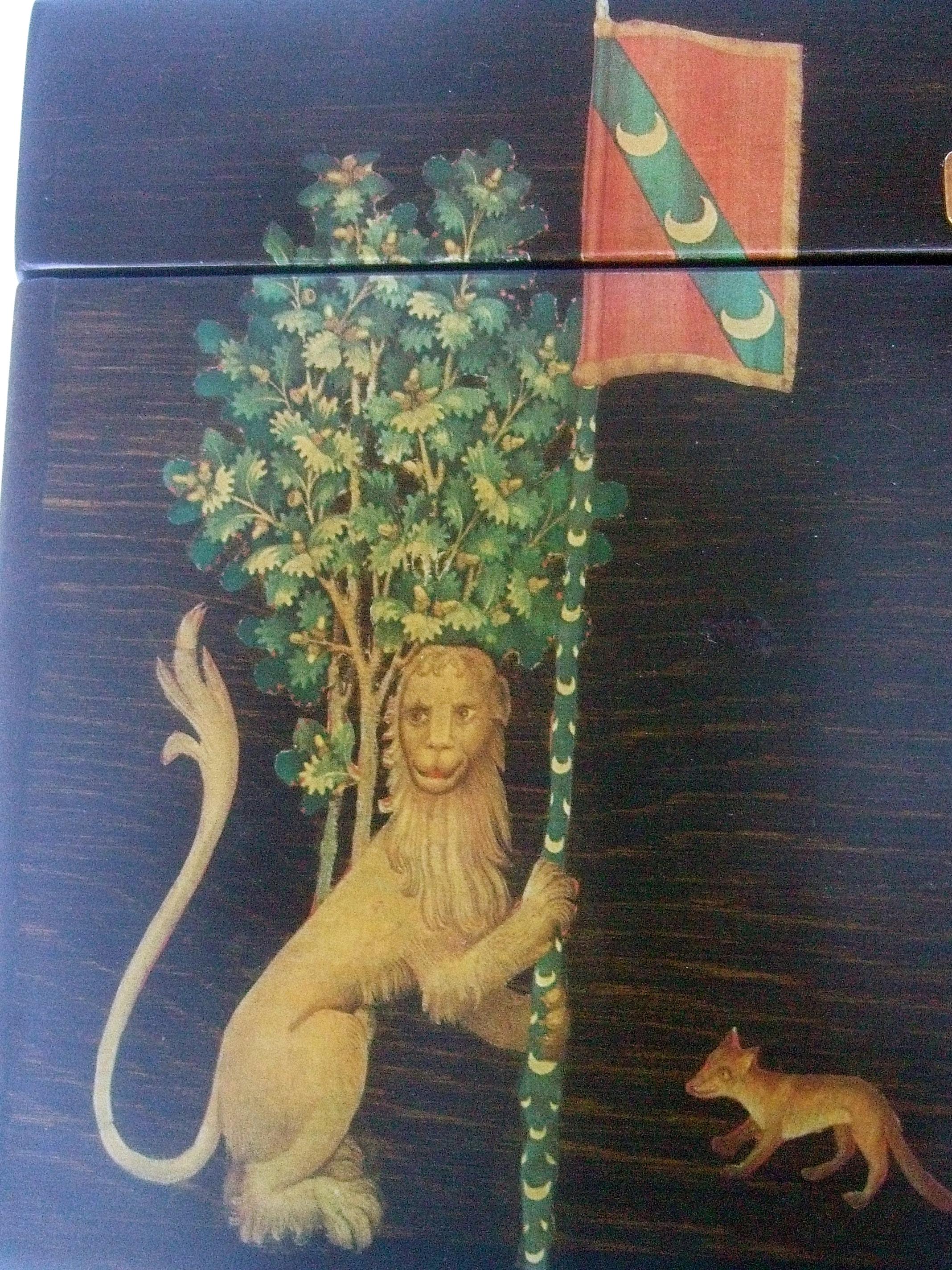 1970s Medieval Style Wood Decoupage Box Purse 10