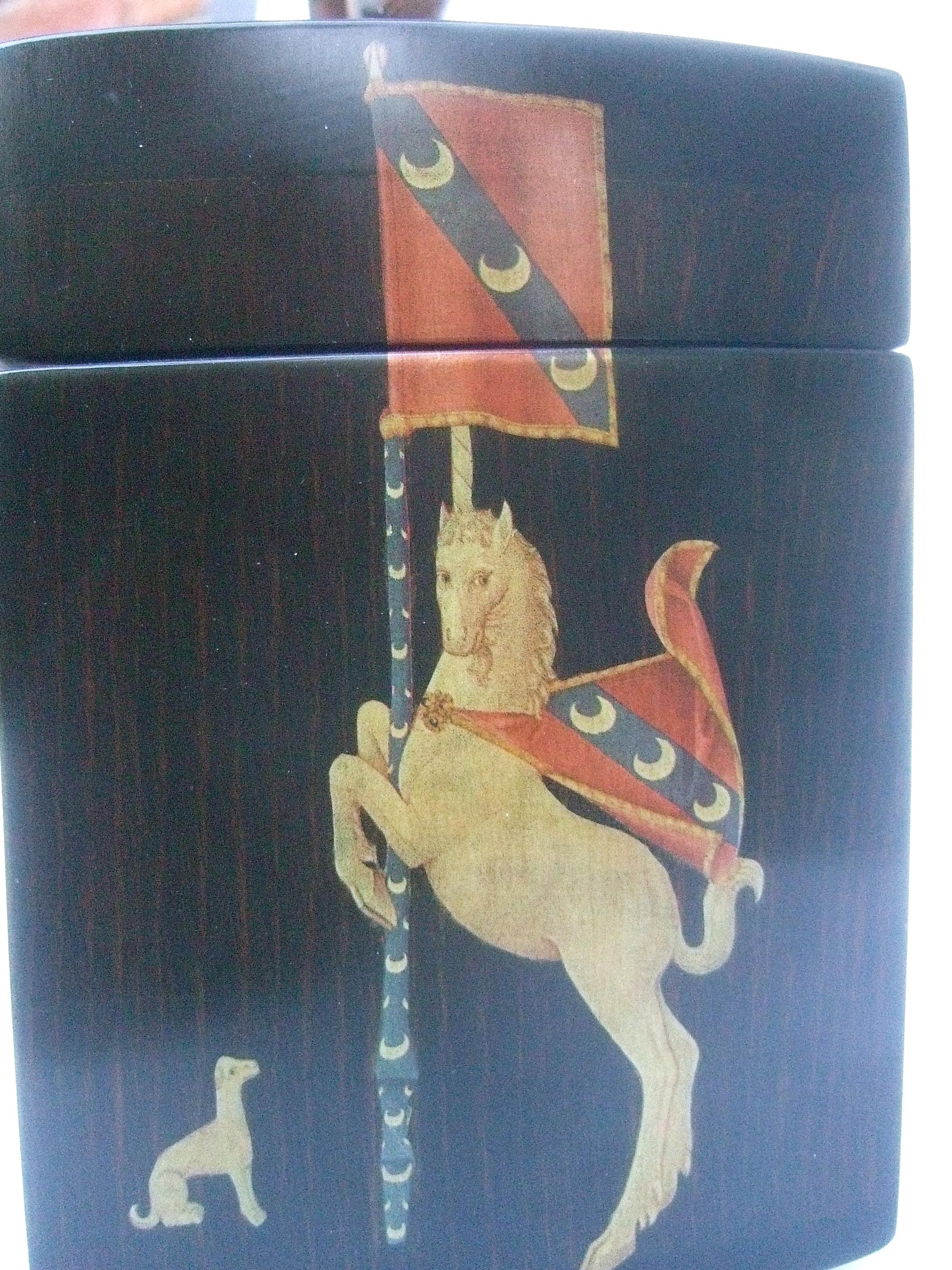 1970s Medieval Style Wood Decoupage Box Purse 11
