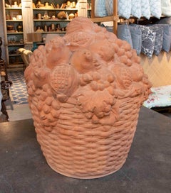 1970s Mediterranean Style Natural Terracotta Fruit Basket.