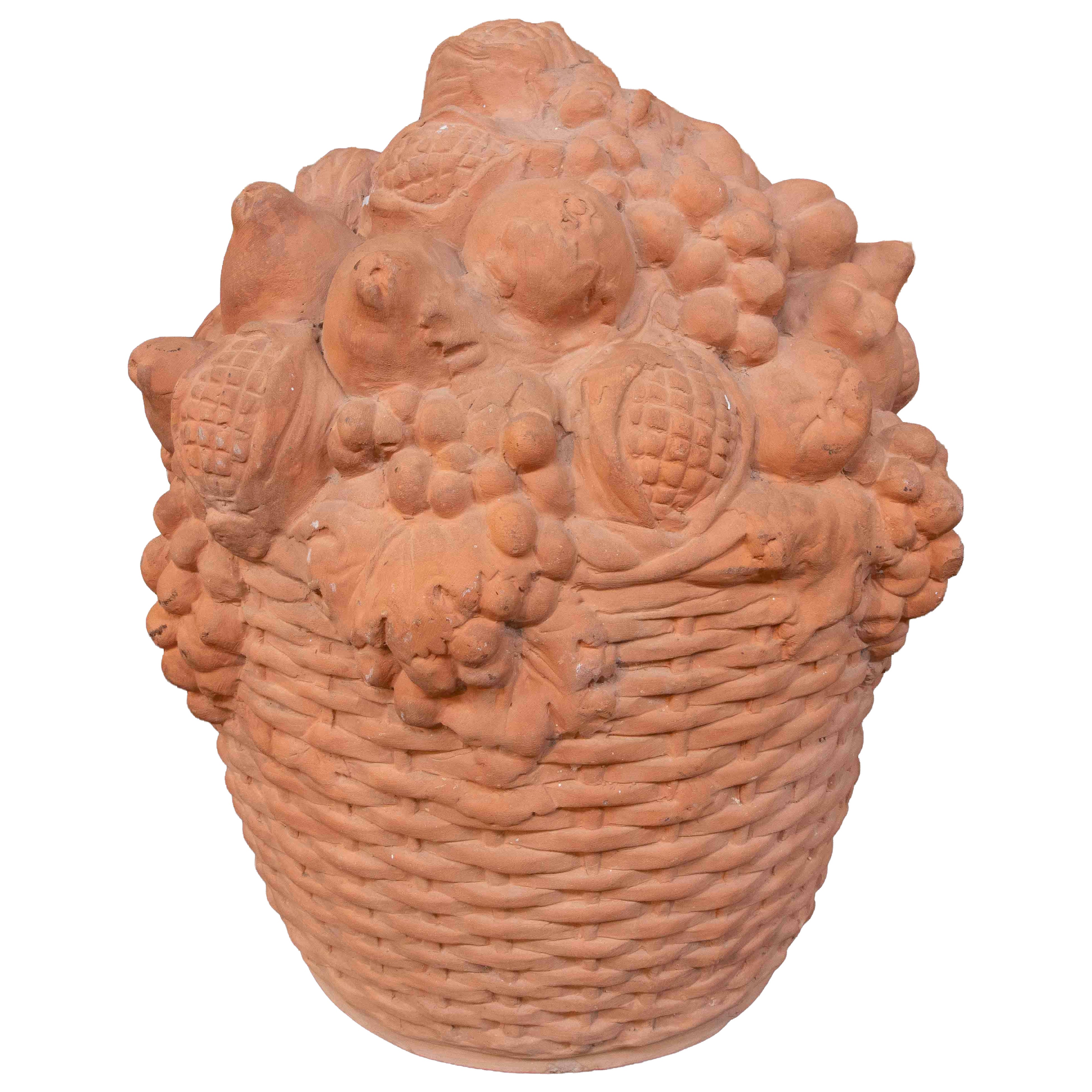 1970er Jahre Mediterraner Stil Natürlicher Terrakotta-Obstkorb. im Angebot
