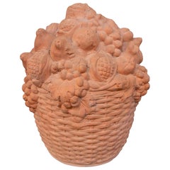 1970s Mediterranean Style Natural Terracotta Fruit Basket.