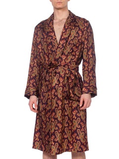 1970'S Mens Paisley Silk Robe