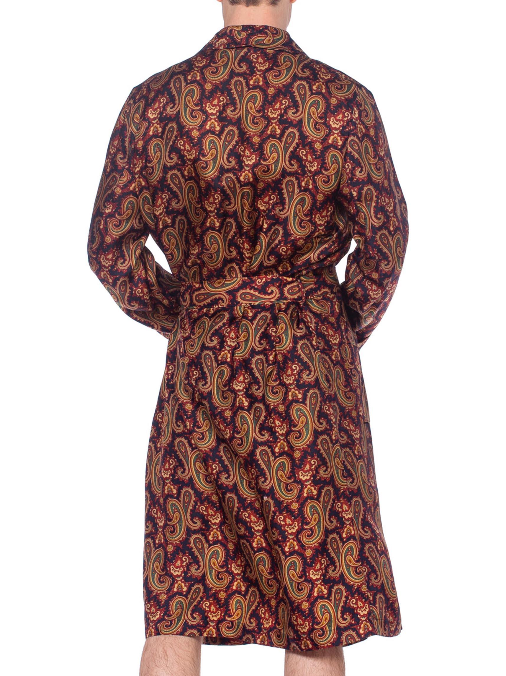 1970'S Mens Paisley Silk Robe 1