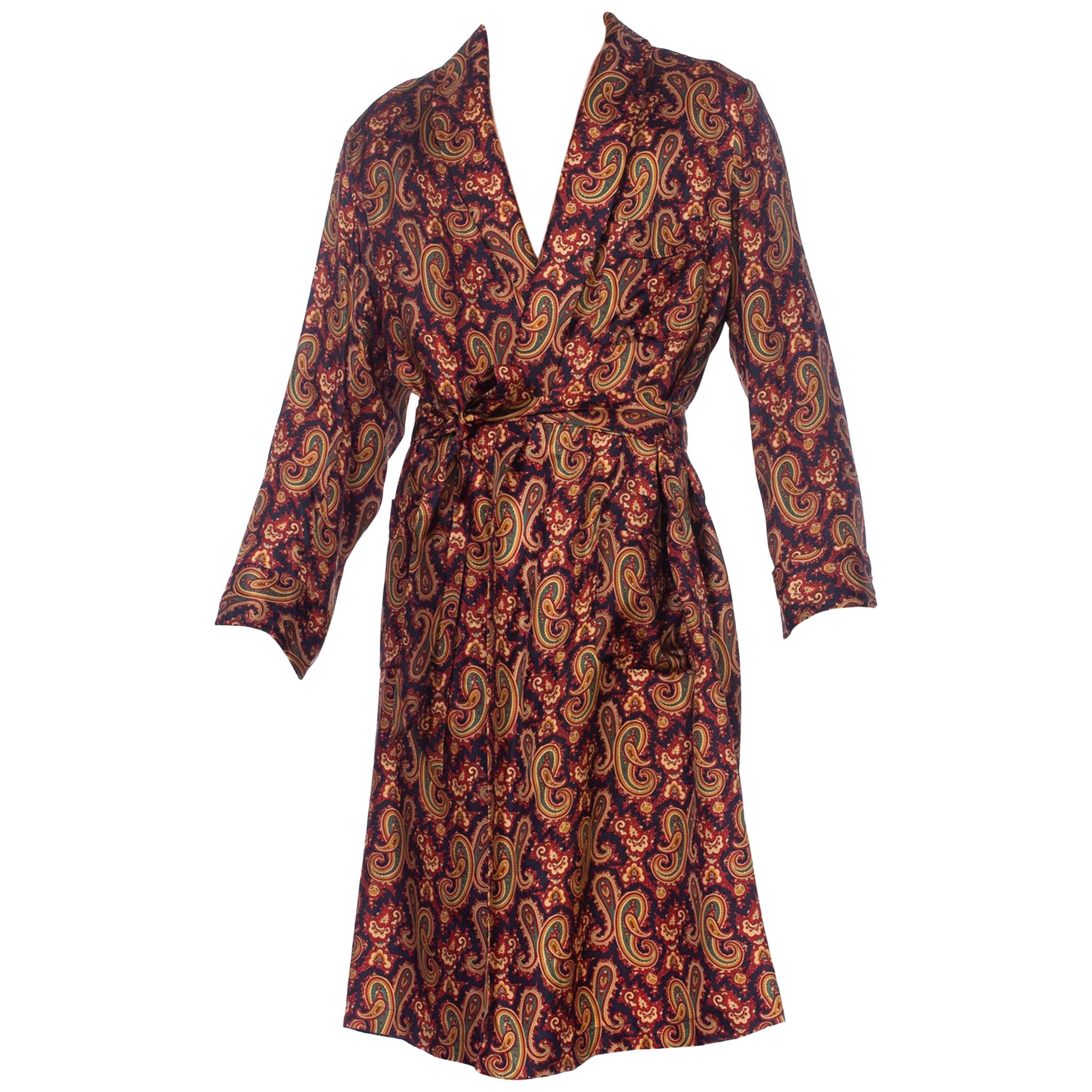 1970'S Mens Paisley Silk Robe