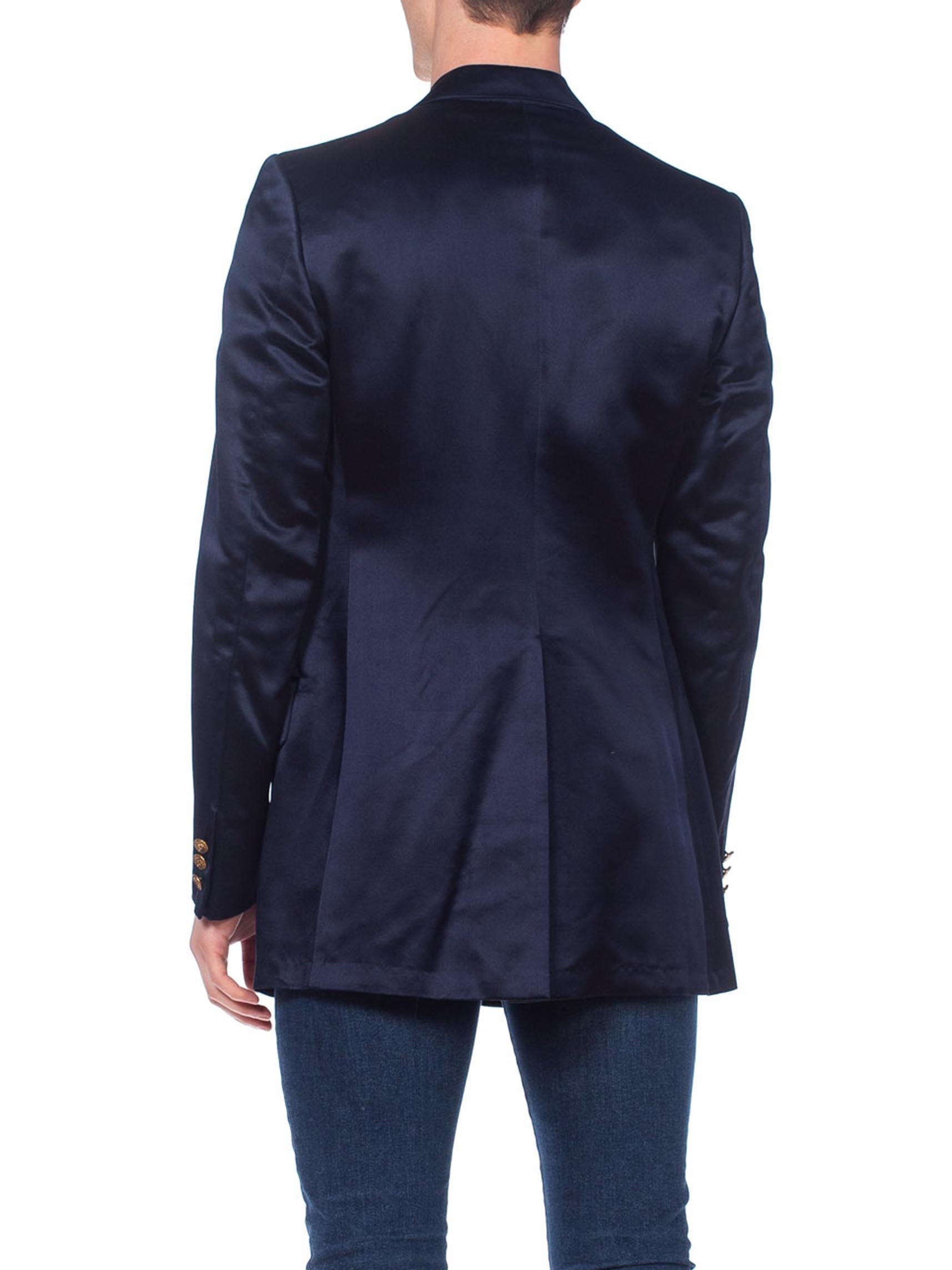 1970's Mens Pierre Cardin Navy Blue Silk Satin Blazer Dinner Jacket 5