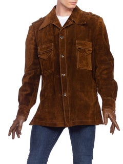 1970's Mens Spanish Suede Leather Car Coat Jacket