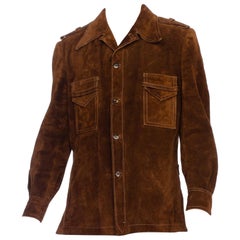 Vintage 1970's Mens Spanish Suede Leather Car Coat Jacket 