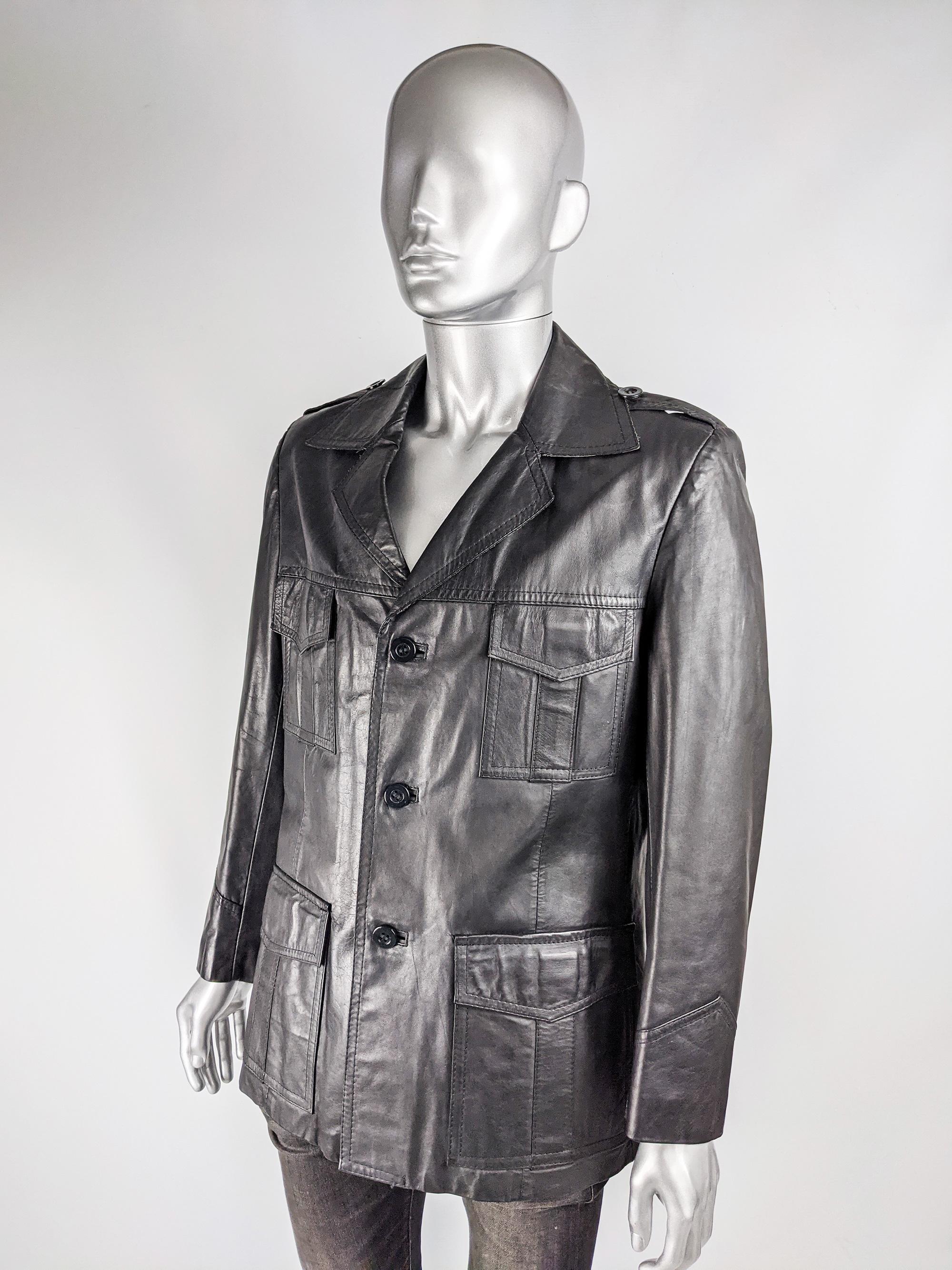 mens leather safari jacket