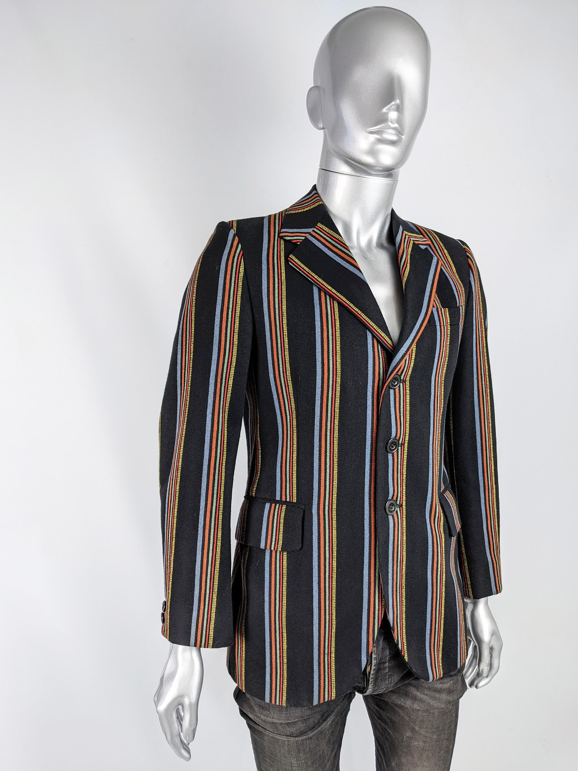 1970s Mens Vintage Striped Blazer Jacket In Good Condition For Sale In Doncaster, South Yorkshire