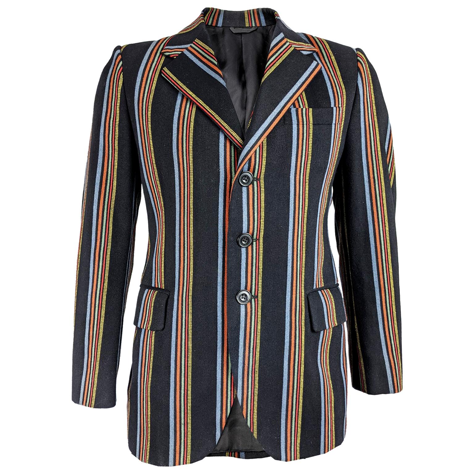 1970s Mens Vintage Striped Blazer Jacket For Sale