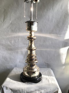1970s Mercury Glass Table Lamp On Wood Painted Base