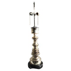 1970s Mercury Glass Table Lamp On Wood Painted Base