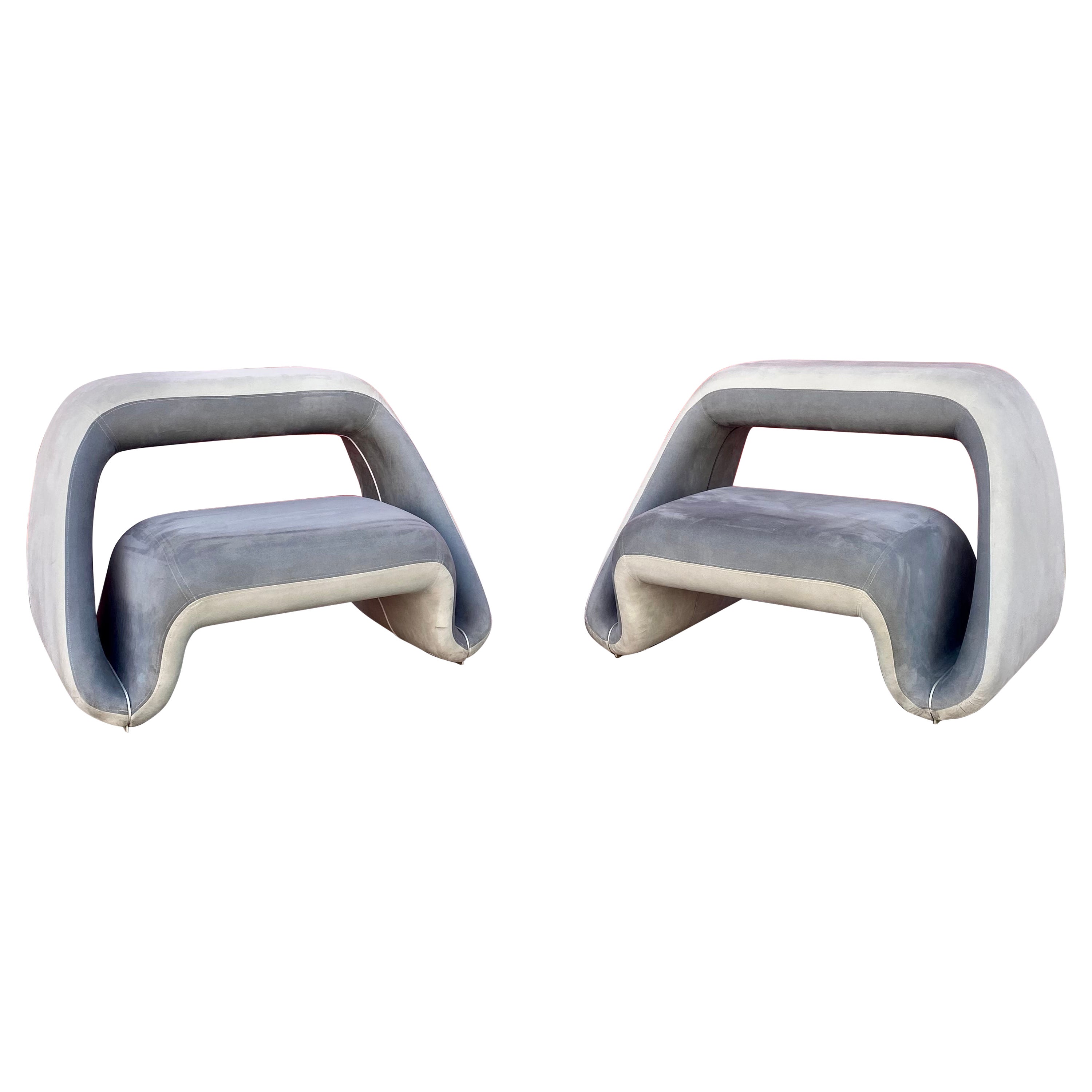 1970s Meritalia Sculptural Space Age Air Loungers Chairs, Set of 2