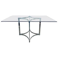 1970s Merrow Associates Glass and Chrome Dining Table Designed by Richard Young