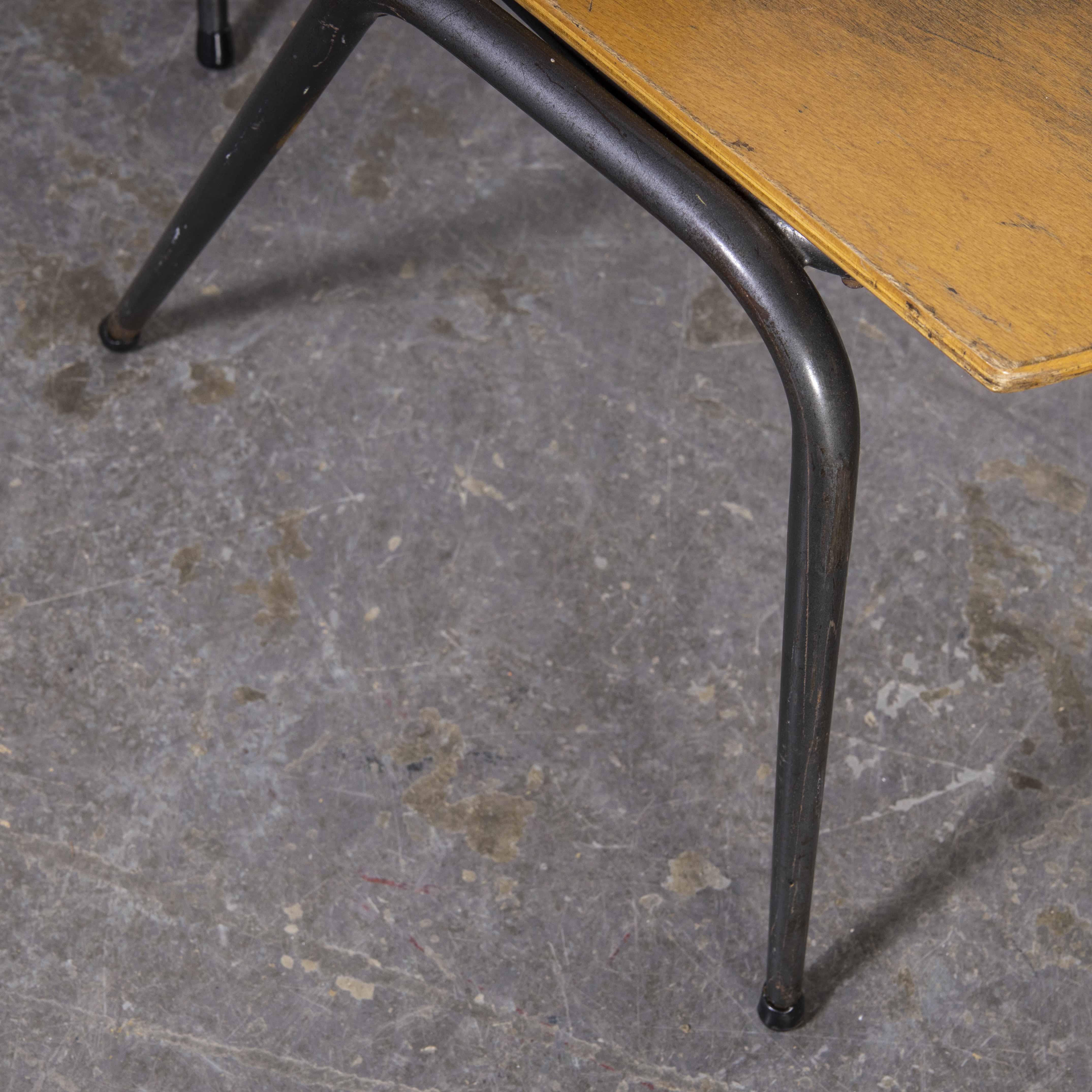 1970's Metal Frame English Stacking School Dining Chairs, Pair In Good Condition In Hook, Hampshire