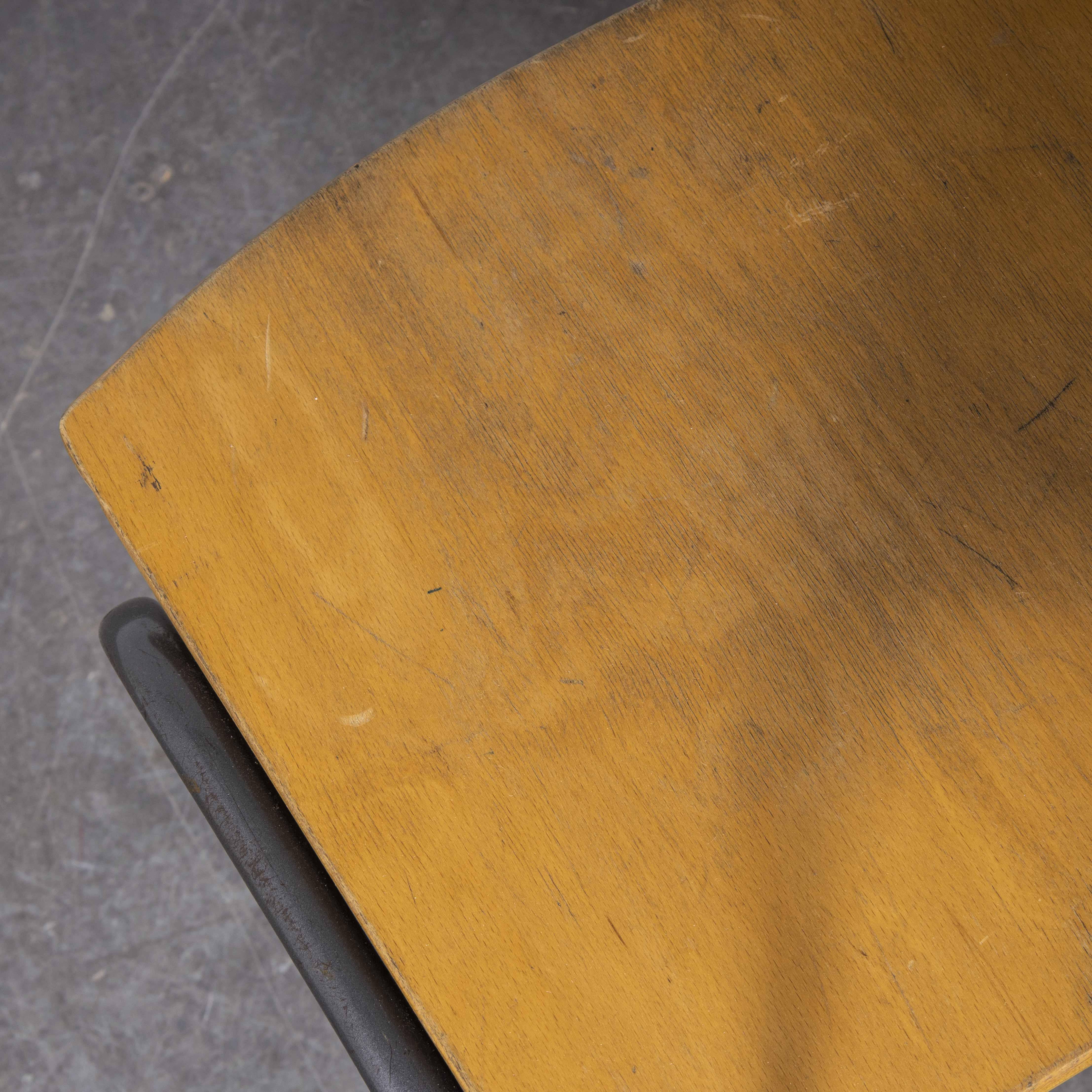 Late 20th Century 1970's Metal Frame English Stacking School Dining Chairs, Pair