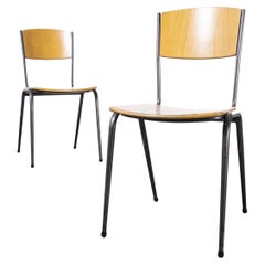 1970's Metal Frame English Stacking School Dining Chairs, Pair