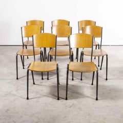 1970's Metal Frame English Stacking School Dining Chairs, Set of Eight